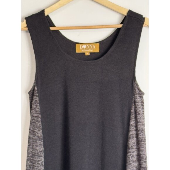 Donna Donna Vinci Sleeveless Dress Medium Black Lagenlook Urban Chic Minimalist - Picture 5 of 11